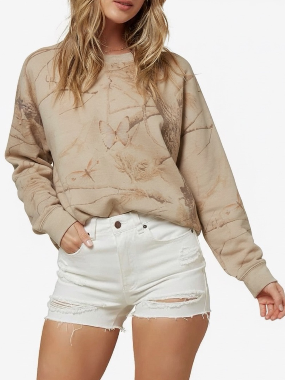 Dairy boy Beige butterfly camouflage crewneck  Sweatshirty